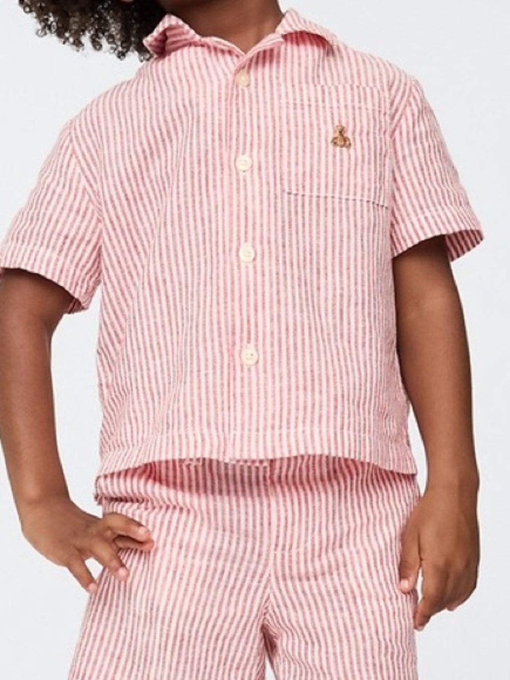 GAP Red & White Striped Button-Down Shirt & Matching Shorts